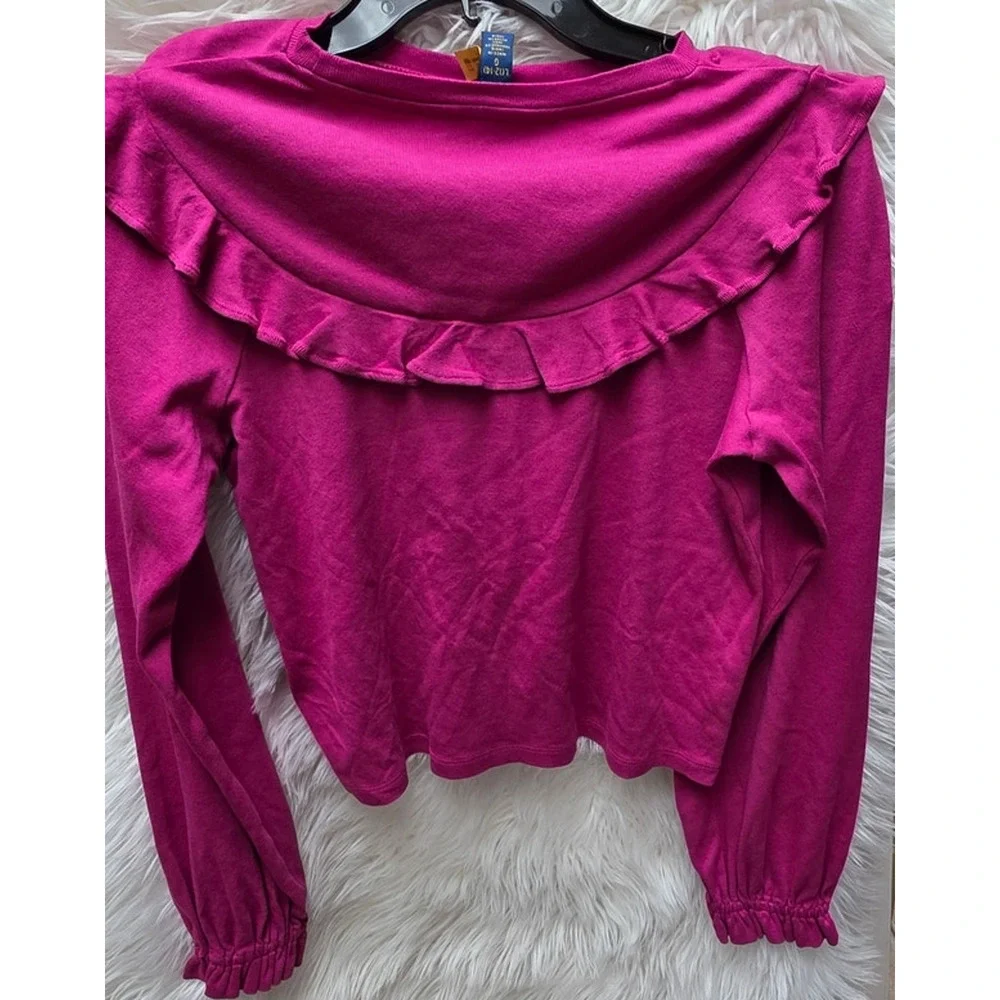 Ralph Lauren Childrenswear Girls Ruffled Cotton-Modal Top Size 4